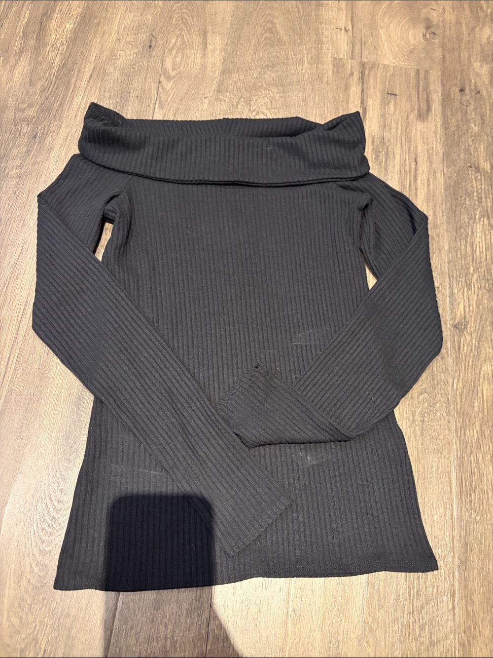 Abercrombie & Fitch Black Ribbed Off-Shoulder Long Sleeve Top